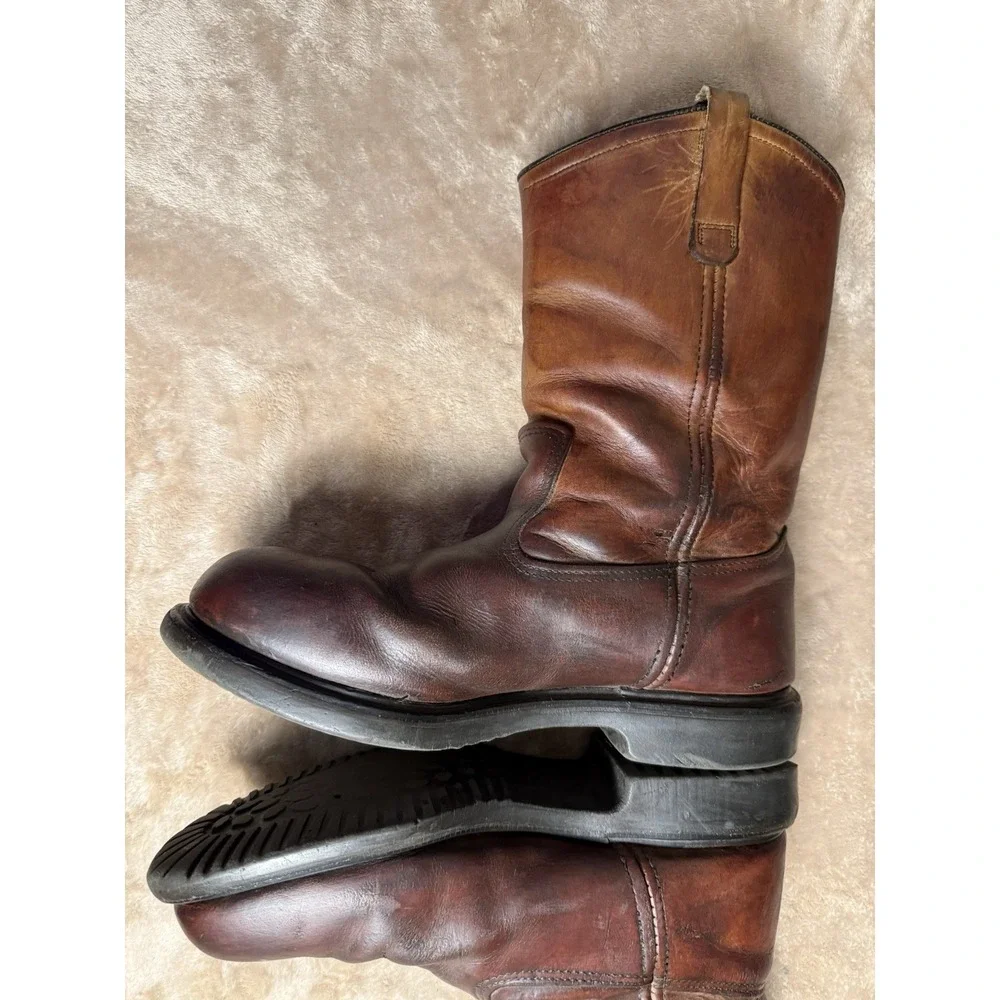 Vintage Red Wing SuperSole Steel Toe Lined Brown Leather Boots 9.5 D USA